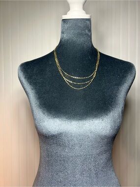 Three-Strand Gold Tone Layered Necklace for Women